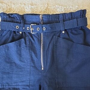 Banana Republic Navy Ankle Pants Stretch Waist Belt Size 8 (Relaxed Fit)